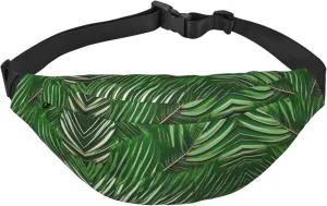Lush green palm leaves Adjustable Belt Hip Bum Bag Fashion Water Resistant Hiking Waist Bag for Traveling Casual Running Hiking Cycling