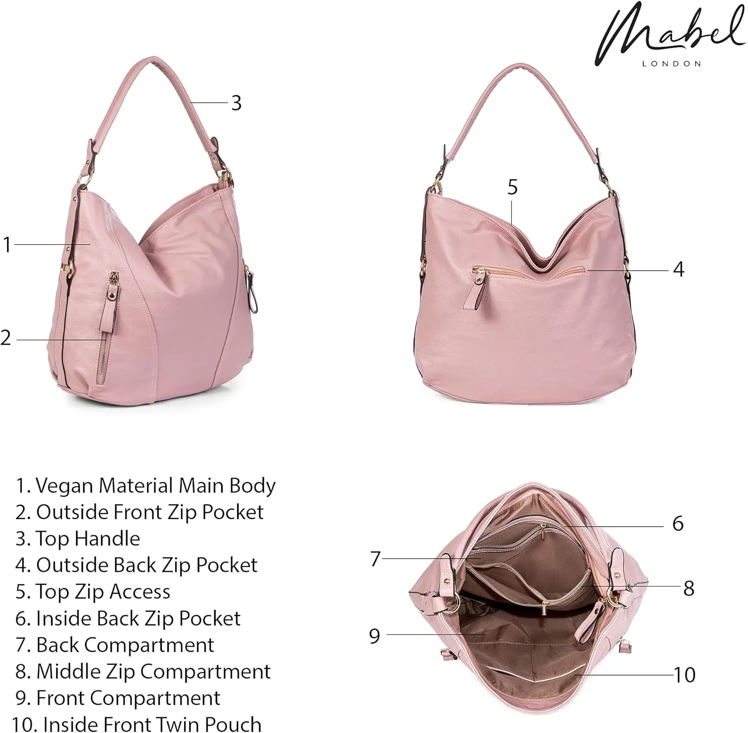 Mabel Large Tote Shoulder Bag  Faux Leather Everyday Handbag  Spacious Slouch Style Purse  Paula
