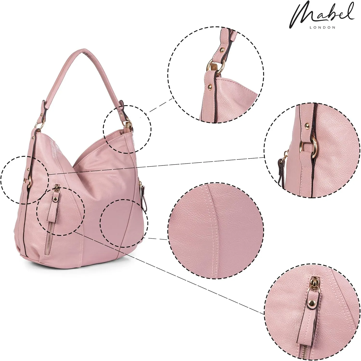 Mabel Large Tote Shoulder Bag  Faux Leather Everyday Handbag  Spacious Slouch Style Purse  Paula