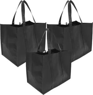 MAGICLULU 3Pcs Large Reusable Grocery Tote Bags Stand Up Bottom Portable Design Multipurpose Non Woven Lightweight Easy to Clean for Shopping Picnics and Storage