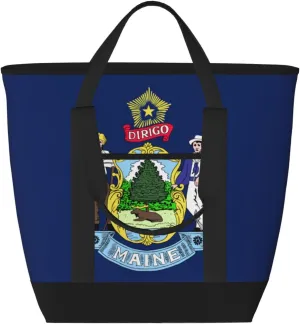 Maine State Flag Women's tote bags and reusable women's beach bags are suitable for travel insulation and cooling bags.