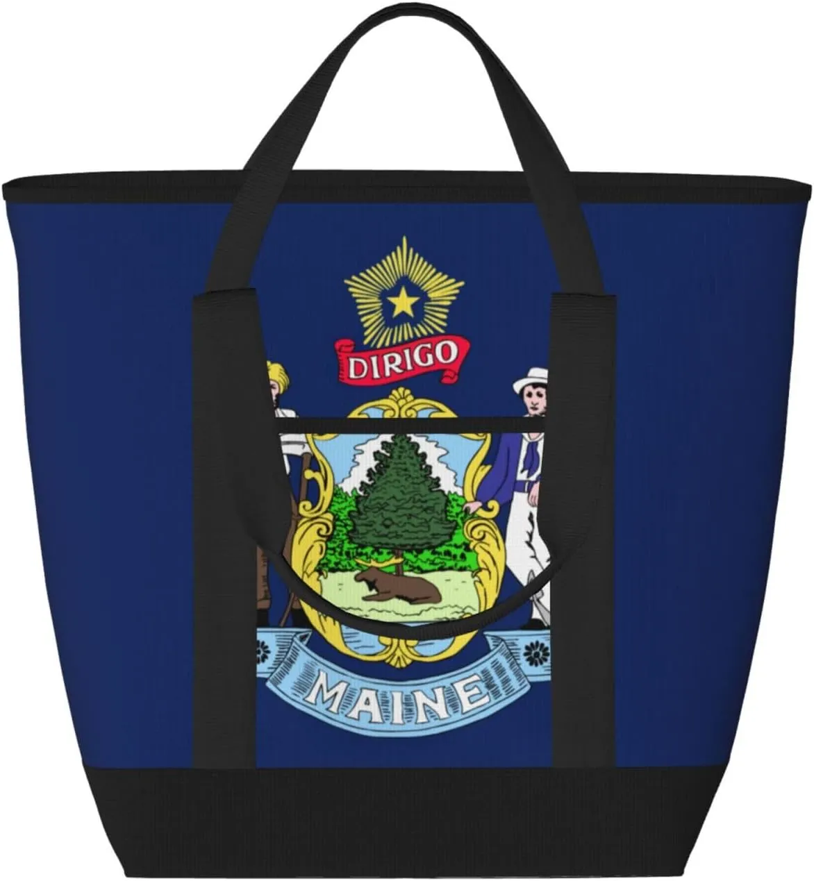 Maine State Flag Women's tote bags and reusable women's beach bags are suitable for travel insulation and cooling bags.