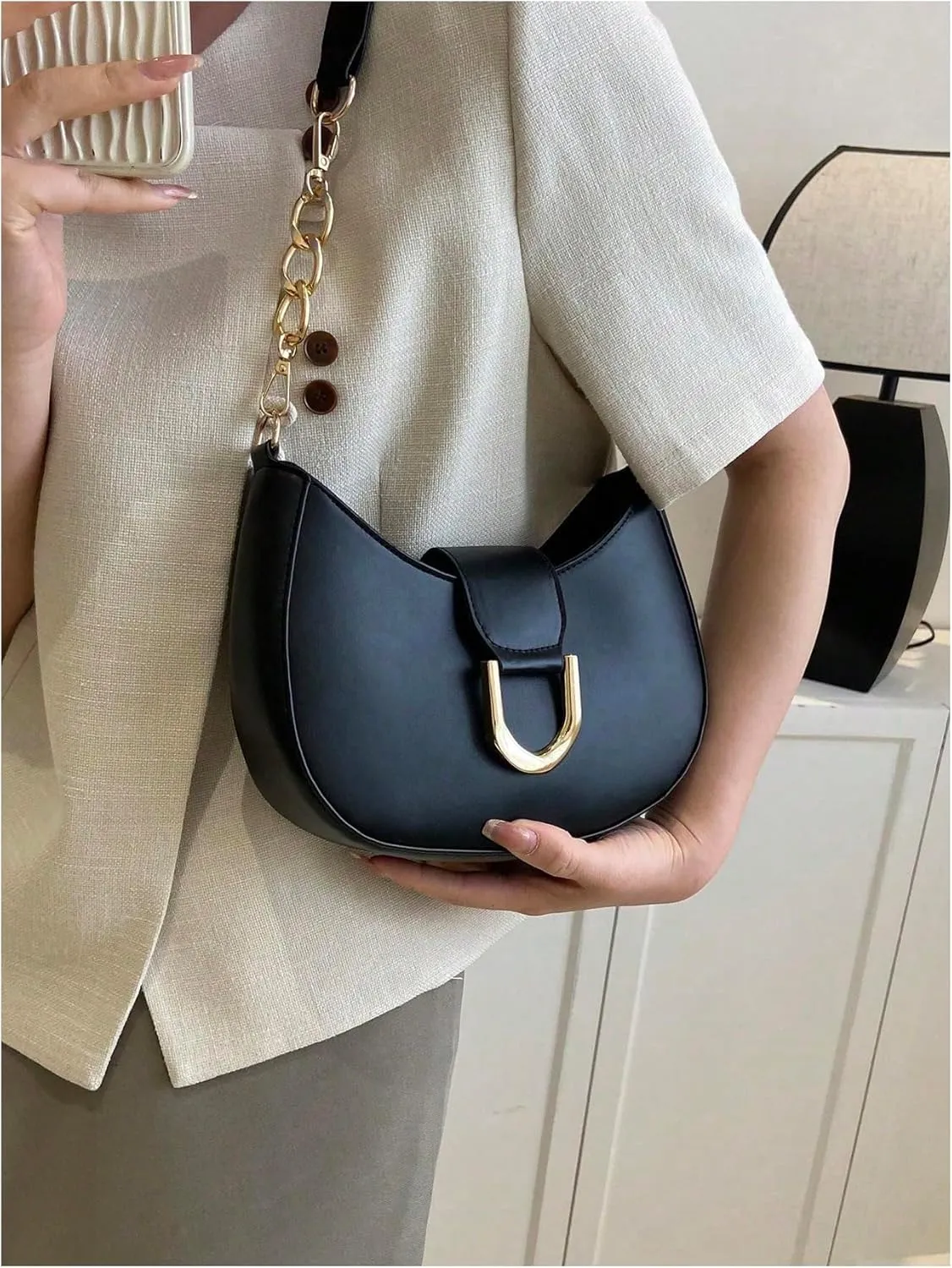MakeMeChic Women's PU Leather Top Handle Zipper Shoulder Bags Purse Hobo bags Satchel Bag