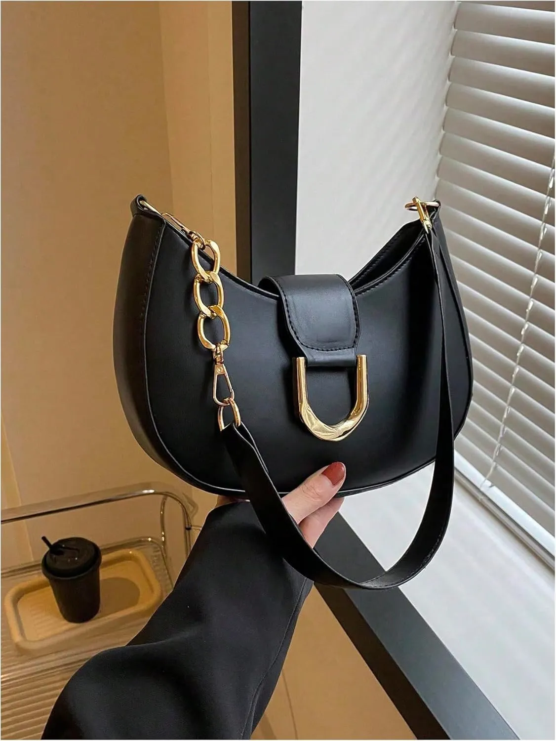 MakeMeChic Women's PU Leather Top Handle Zipper Shoulder Bags Purse Hobo bags Satchel Bag