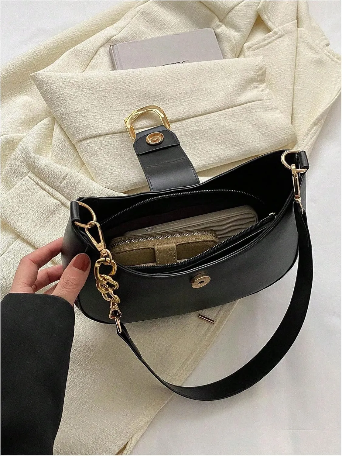 MakeMeChic Women's PU Leather Top Handle Zipper Shoulder Bags Purse Hobo bags Satchel Bag