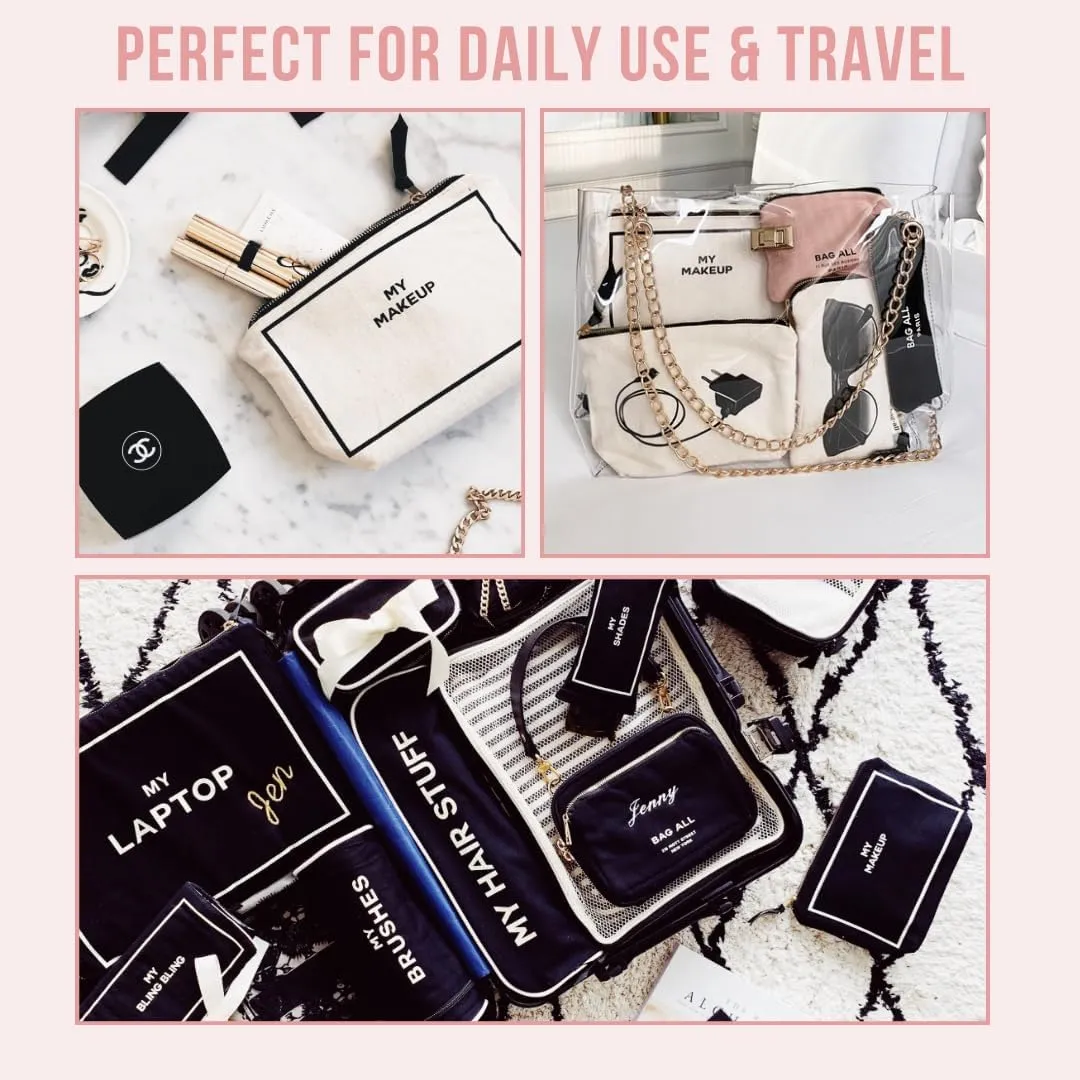 Makeup Bag for Women | Cosmetic Bag Organizer for Girls | Makeup Pouch for Traveling| Toiletry Bags for Women | Make Up Travel Pouches | Cream