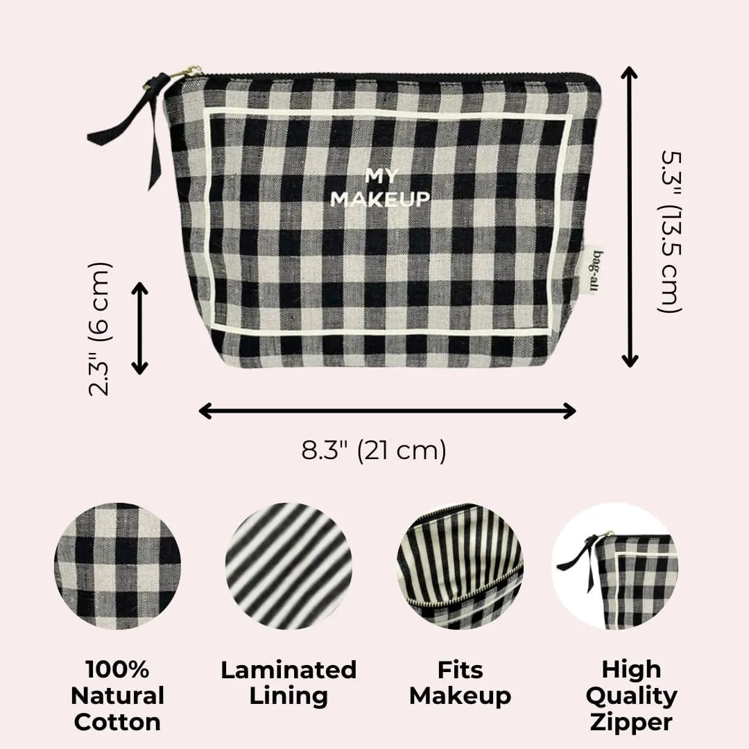 Makeup Bag for Women | Cosmetic Bag Organizer for Girls | Makeup Pouch for Traveling| Toiletry Bags for Women | Make Up Travel Pouches | Gingham