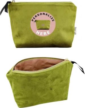 Makeup Bag for Women | Cosmetic Bag Organizer for Girls | Makeup Pouch for Traveling | Toiletry Bags for Women | Make Up Travel Pouches | Green Velvet