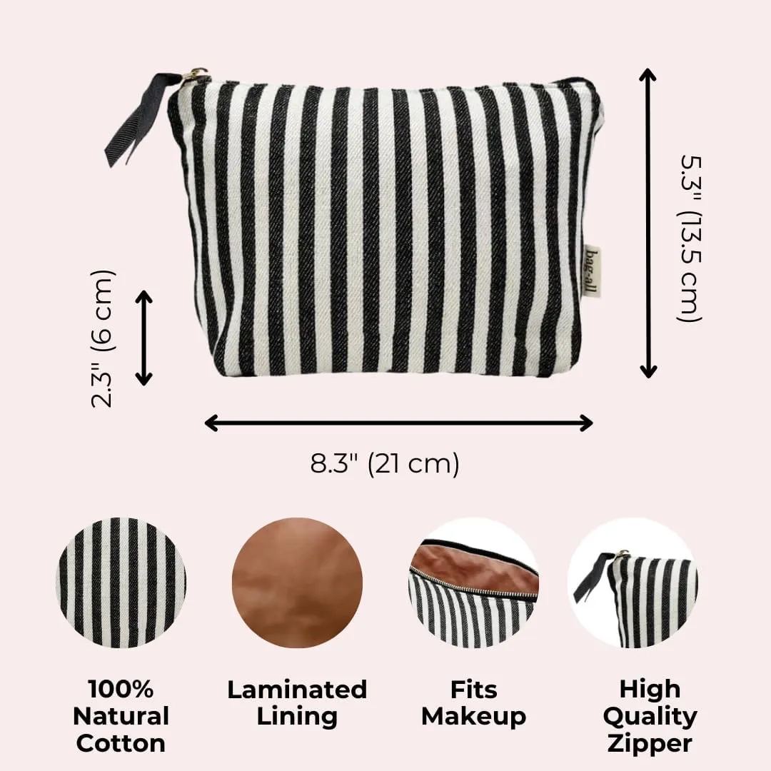 Makeup Bag for Women | Cosmetic Bag Organizer for Girls | Makeup Pouch for Traveling| Toiletry Bags for Women | Make Up Travel Pouches | Striped