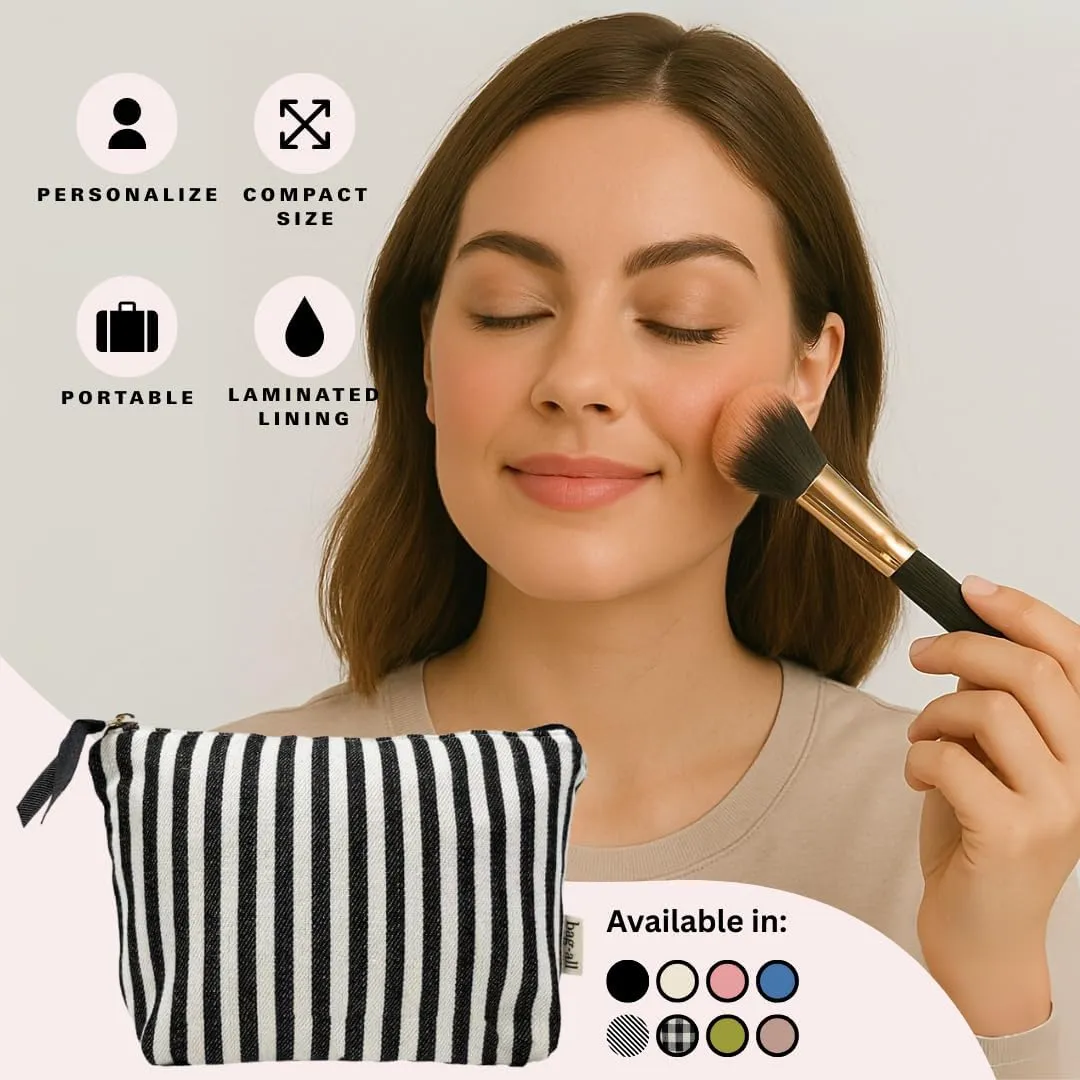 Makeup Bag for Women | Cosmetic Bag Organizer for Girls | Makeup Pouch for Traveling| Toiletry Bags for Women | Make Up Travel Pouches | Striped