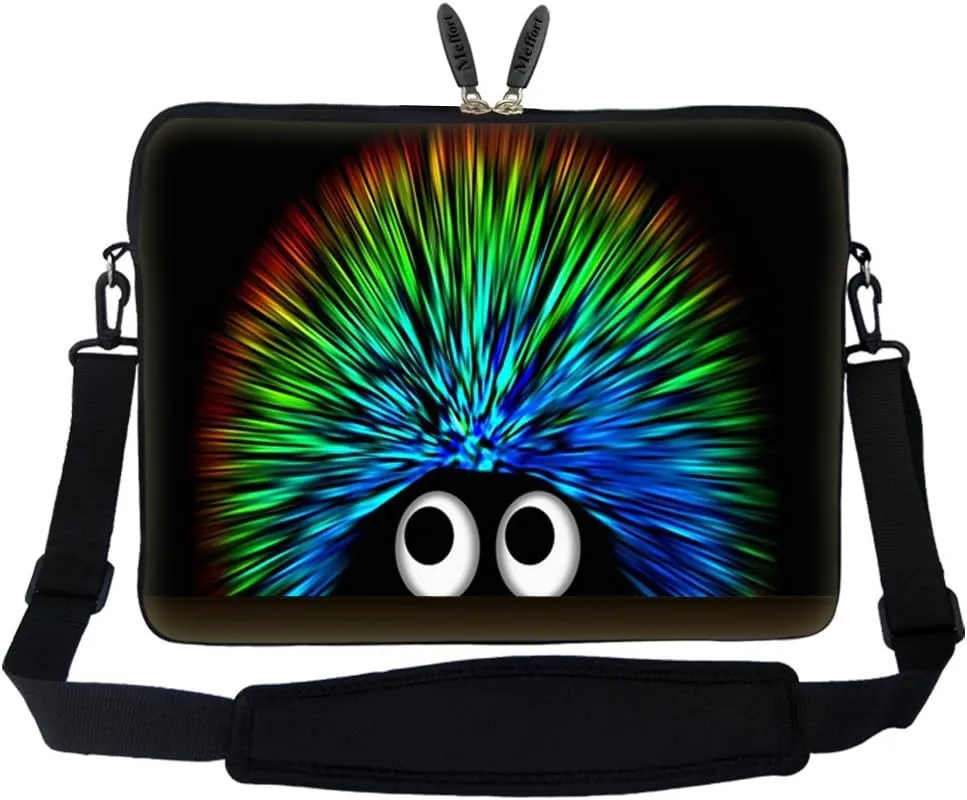 Meffort Inc 15 15.6 inch Neoprene Laptop Sleeve Bag Carrying Case with Hidden Handle and Adjustable Shoulder Strap - Cute Porcupine Design