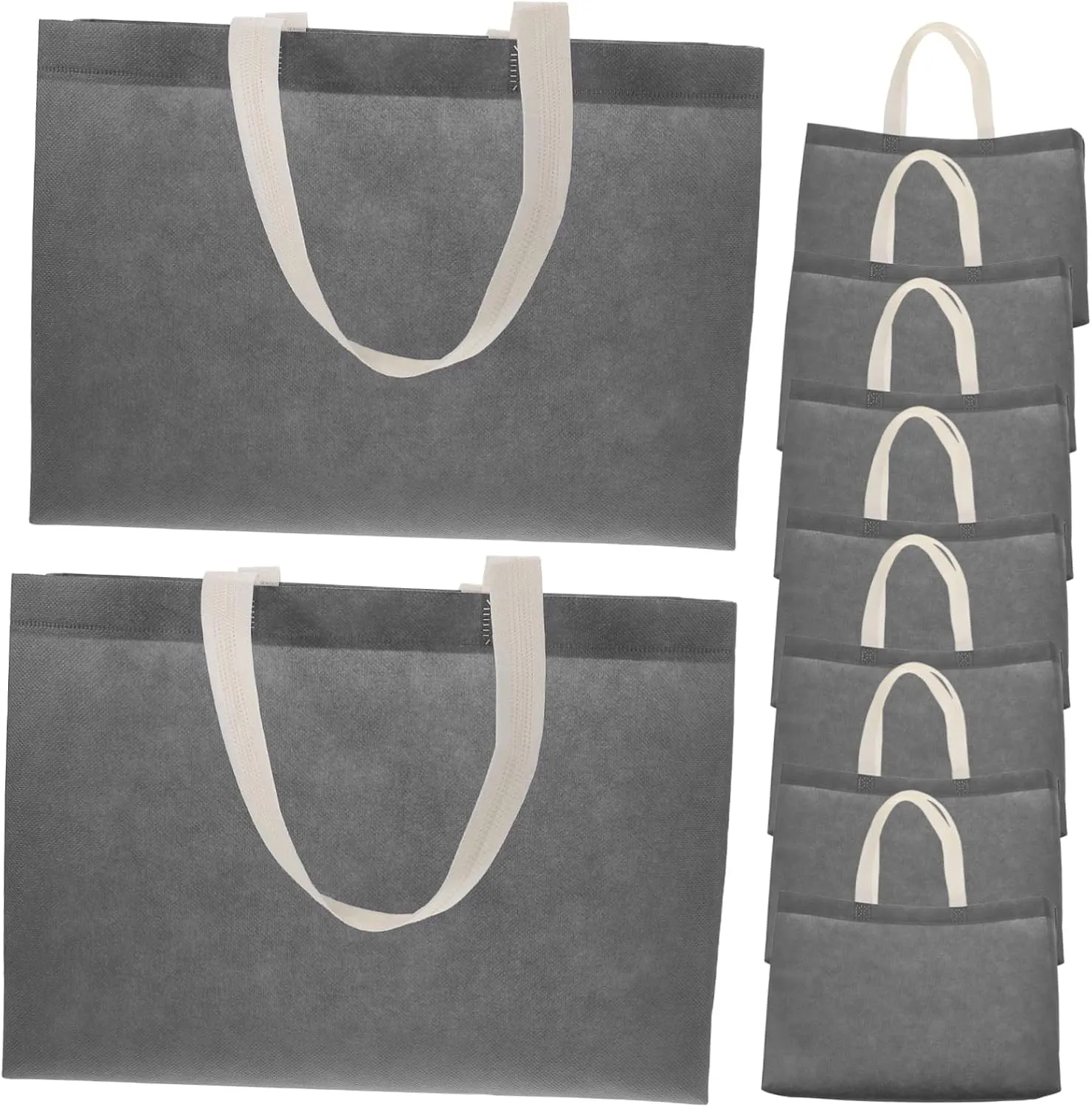 Mikinona 50Pcs Non Woven present Tote Bags Capacity Shopping Bags for Daily Use Sturdy Hand Straps for Travel and present Storage Bulk Reusable Non Woven Shopping Bags