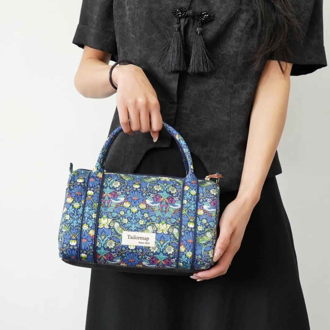 Mini Boston Bag for Women, Handmade Liberty Floral Satchel, Small Lightweight Designer Top Handle Crossbody Purse