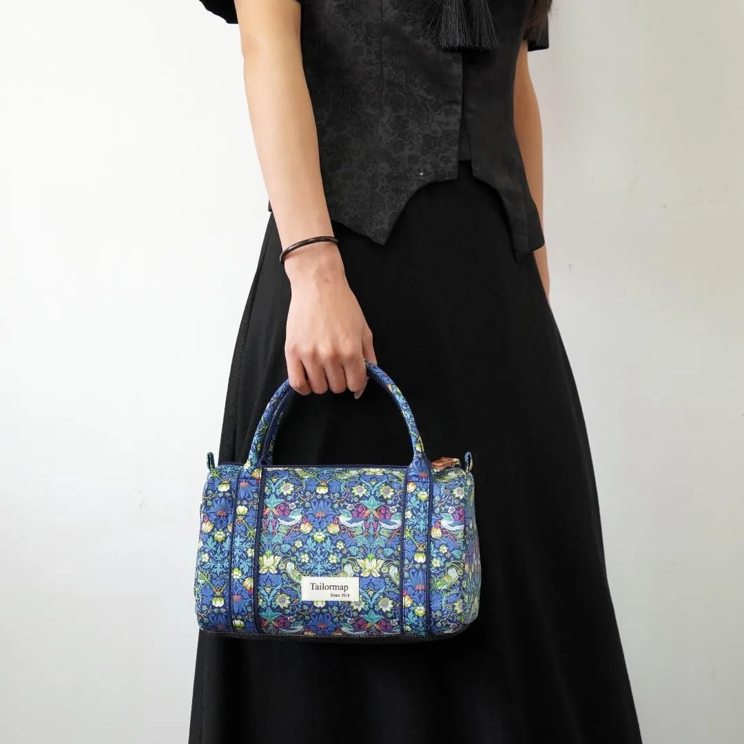 Mini Boston Bag for Women, Handmade Liberty Floral Satchel, Small Lightweight Designer Top Handle Crossbody Purse