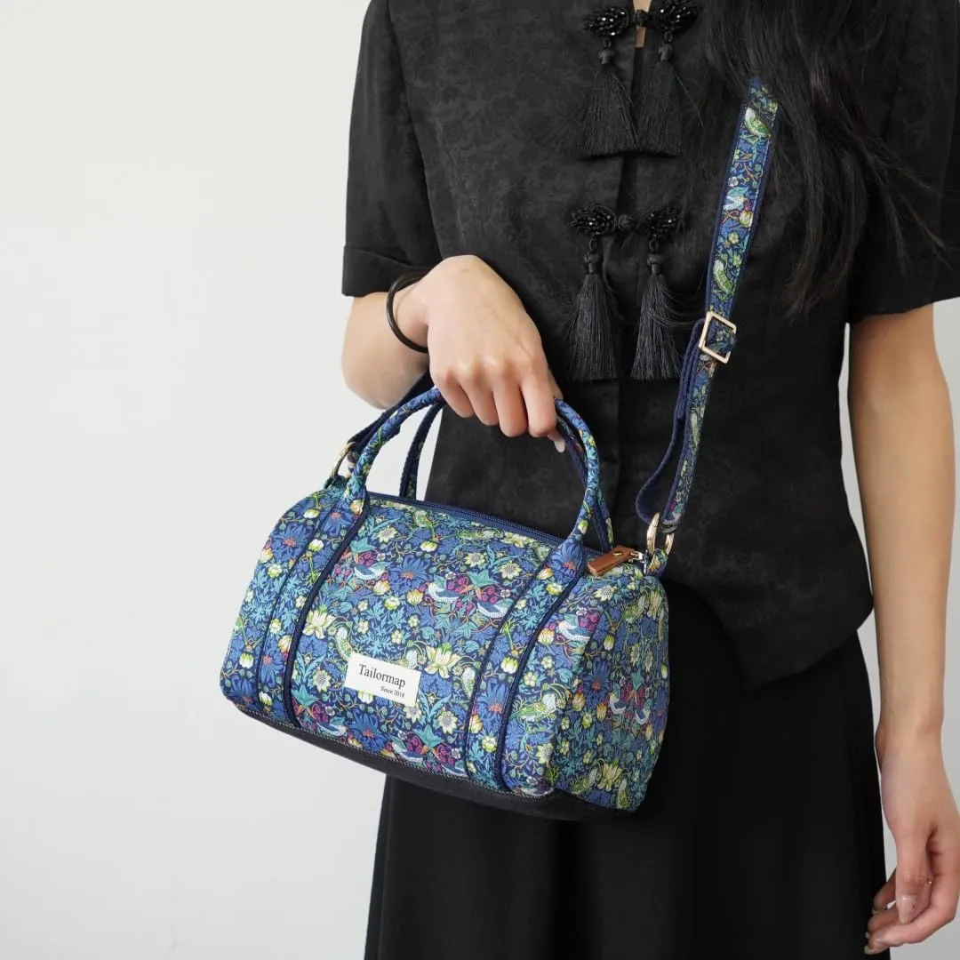 Mini Boston Bag for Women, Handmade Liberty Floral Satchel, Small Lightweight Designer Top Handle Crossbody Purse