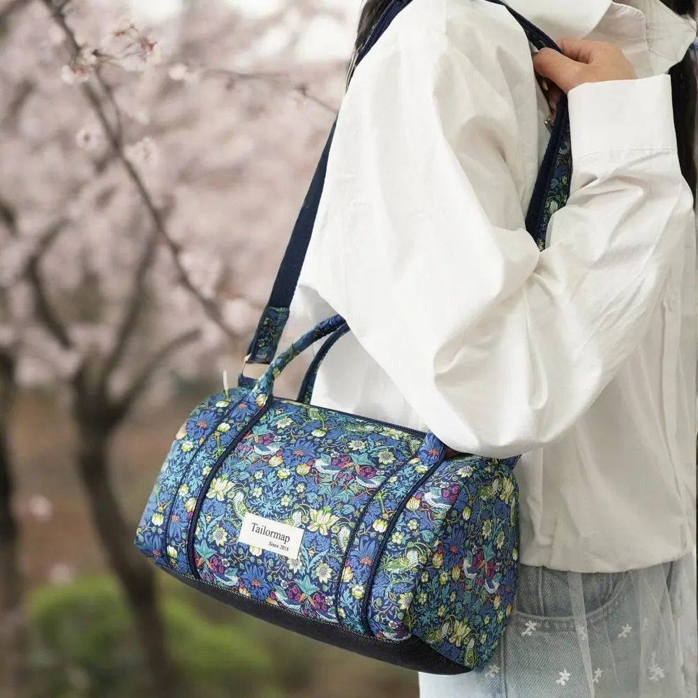 Mini Boston Bag for Women, Handmade Liberty Floral Satchel, Small Lightweight Designer Top Handle Crossbody Purse