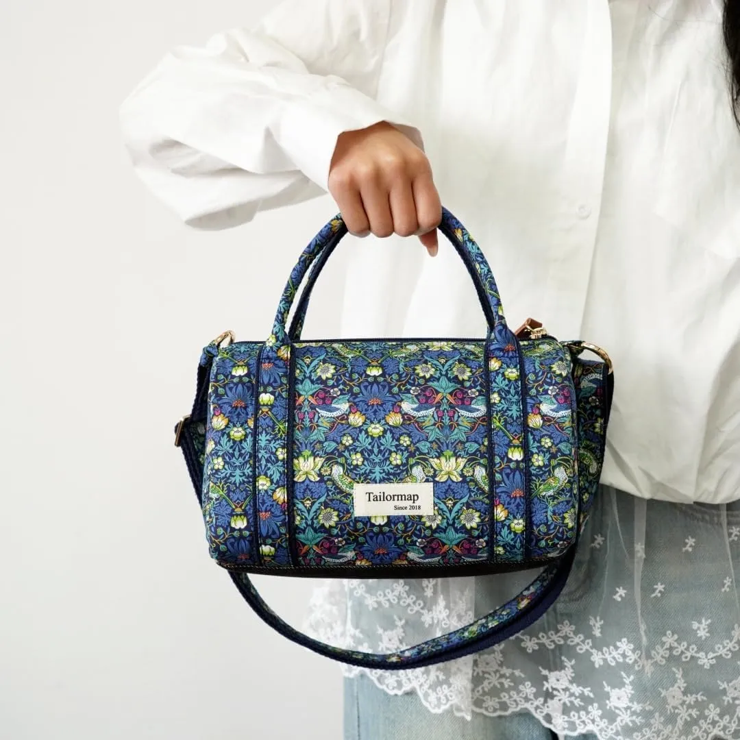 Mini Boston Bag for Women, Handmade Liberty Floral Satchel, Small Lightweight Designer Top Handle Crossbody Purse
