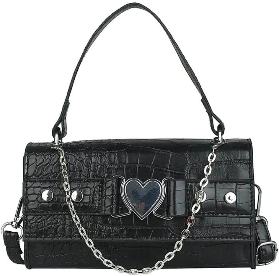 Mini Handbag with Crossbody Strap Gothic Punk Alt Egirl Grunge Bag Trendy Purse Y2K Aesthetic Clutch Cute Hobo