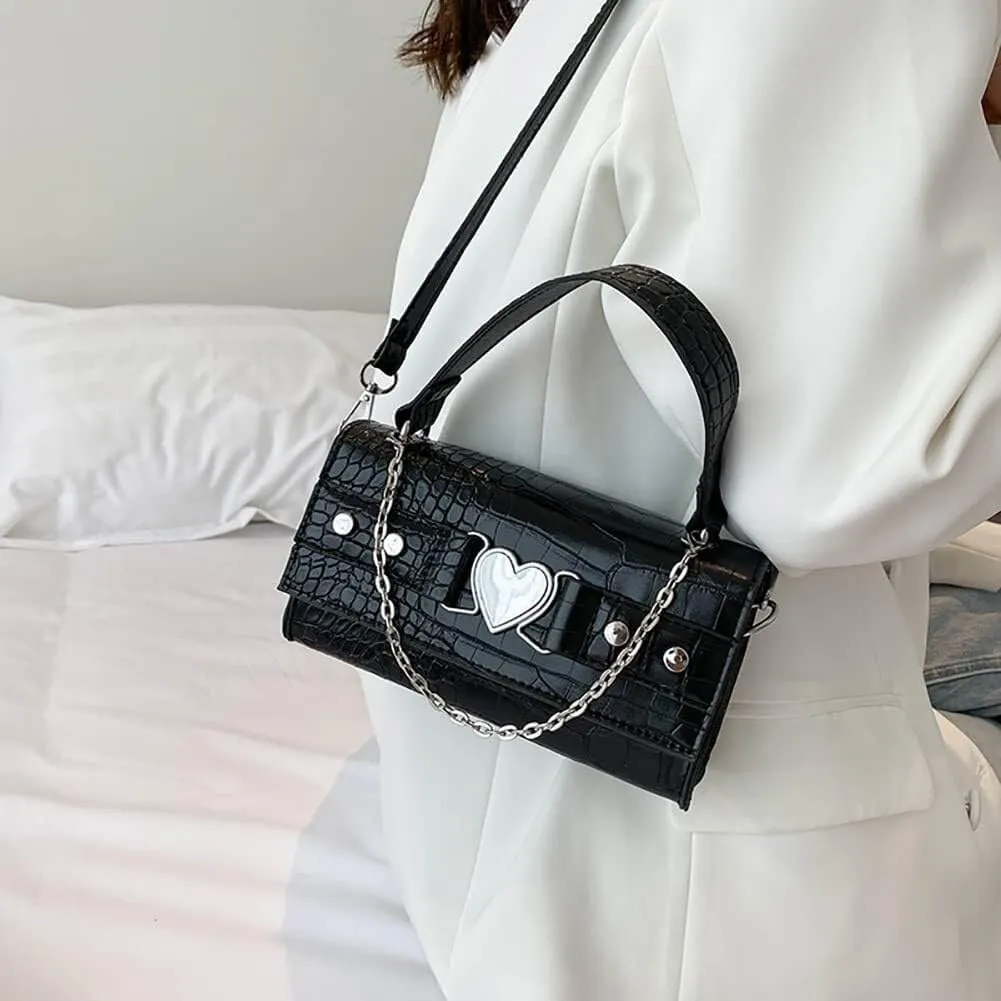 Mini Handbag with Crossbody Strap Gothic Punk Alt Egirl Grunge Bag Trendy Purse Y2K Aesthetic Clutch Cute Hobo