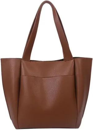 Mudono Purses and Handbags for Women Minimalist Leather Tote Shoulder Bag Spacious Top Handle Bag Satchel Everyday Work Bag