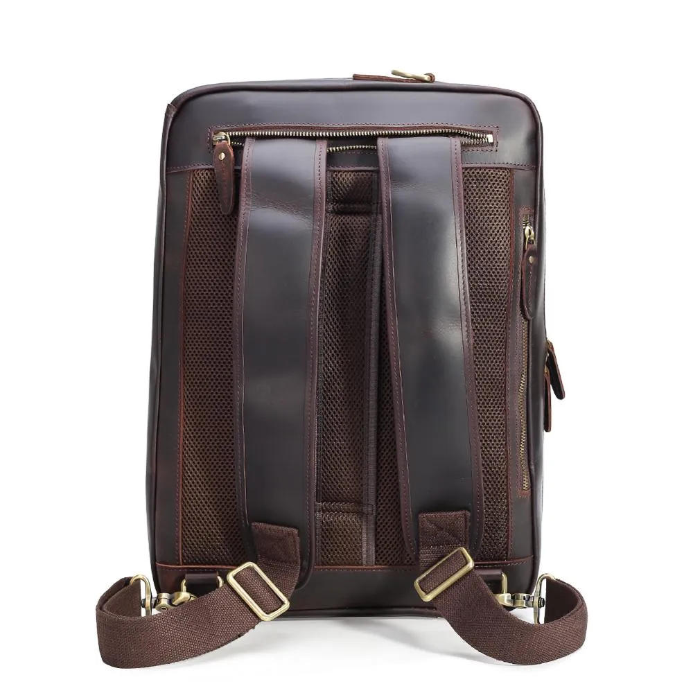 New design vintage style men business convertible leather briefcase laptop messenger bag for men