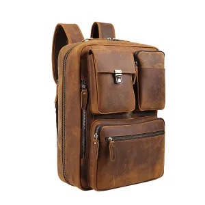 New design vintage style men business convertible leather briefcase laptop messenger bag for men