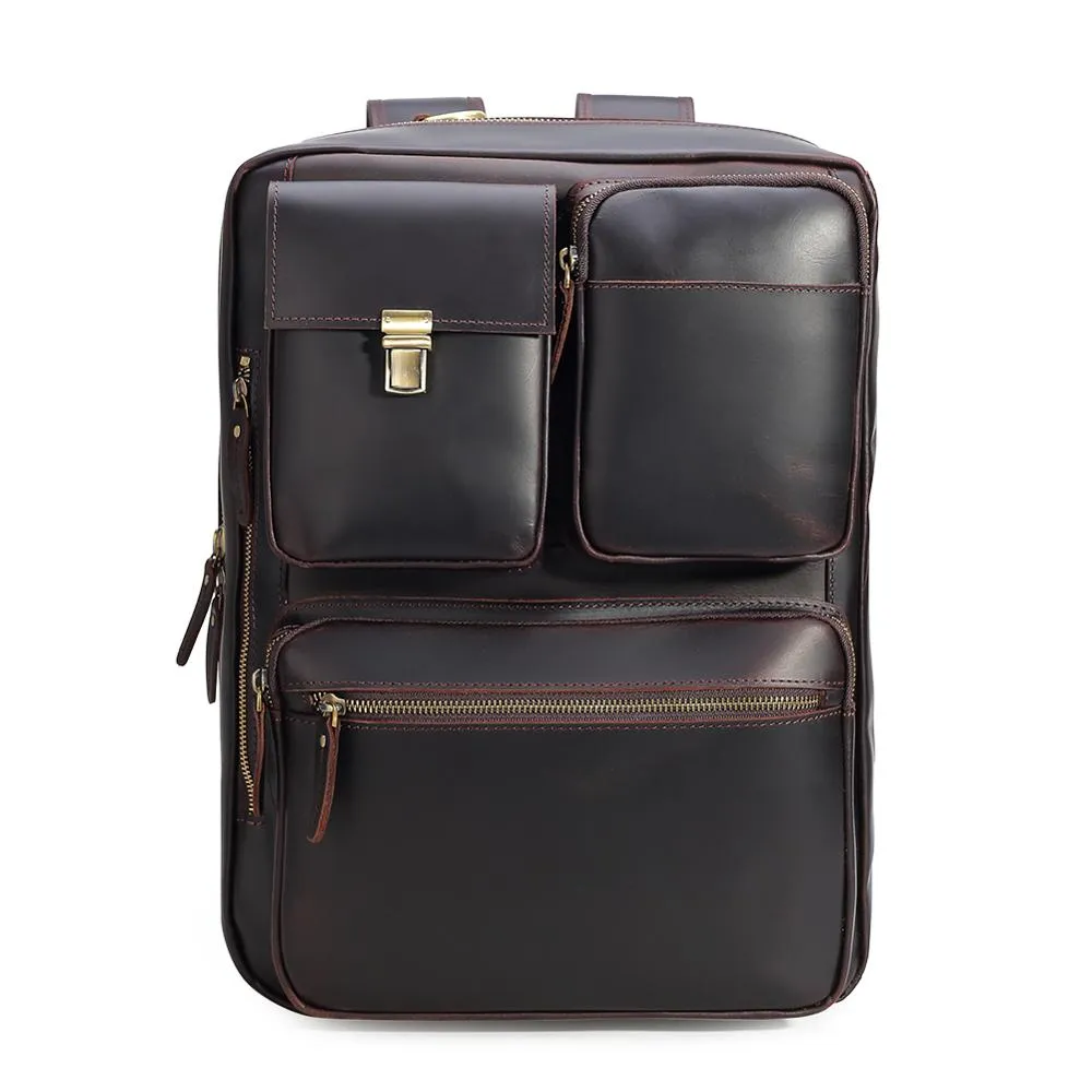 New design vintage style men business convertible leather briefcase laptop messenger bag for men