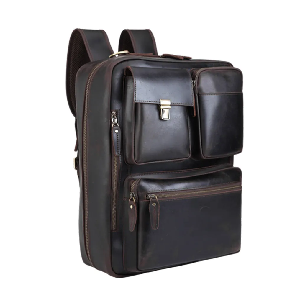 New design vintage style men business convertible leather briefcase laptop messenger bag for men