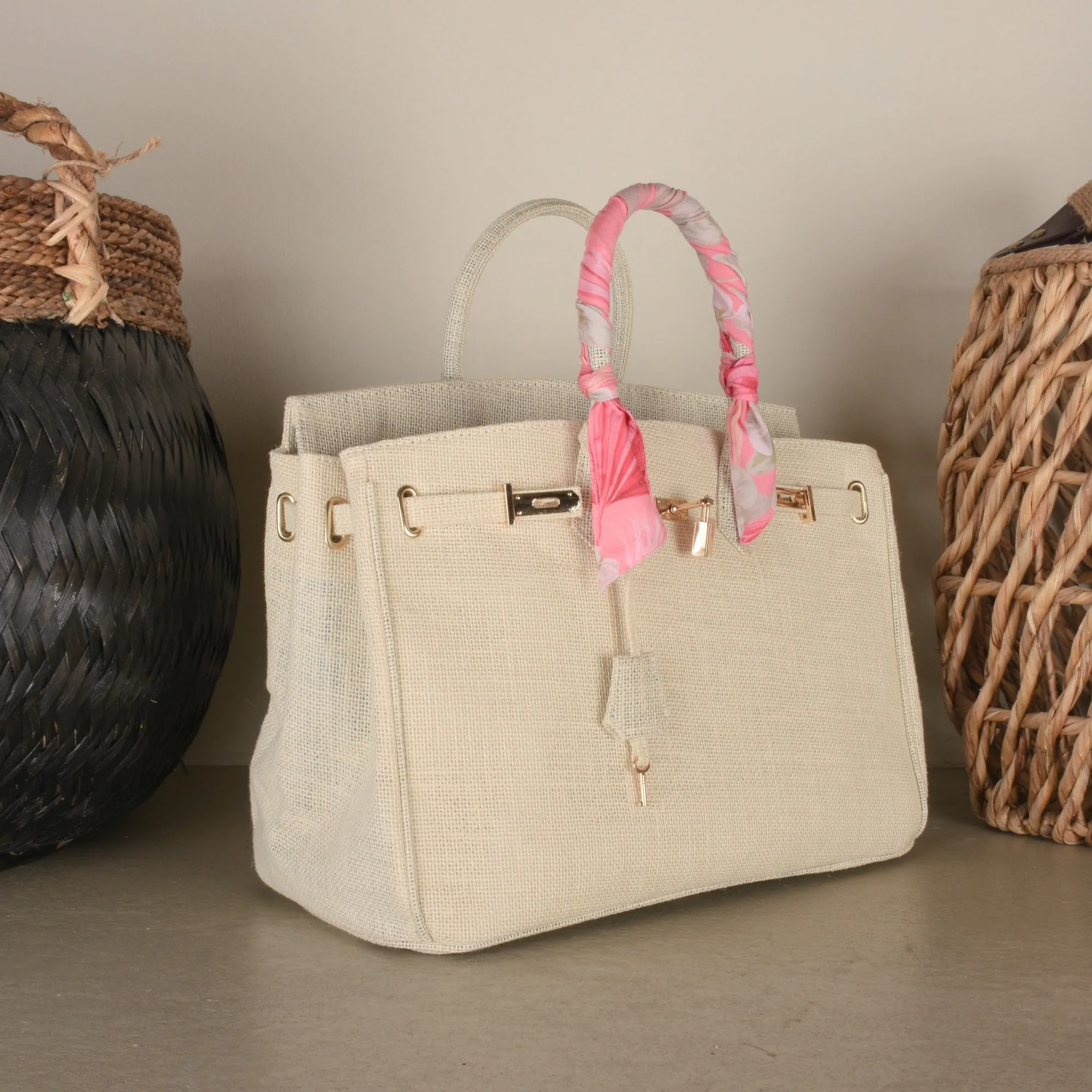 NIKRIB Bag 100% Jute Rayon Ribbon