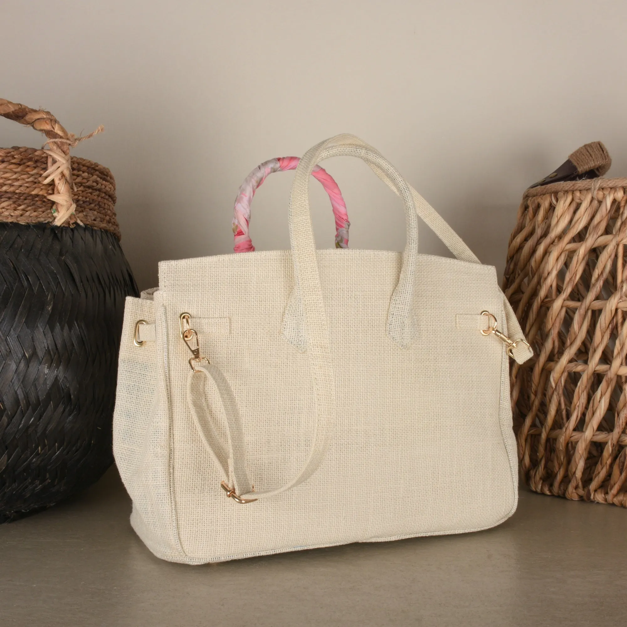 NIKRIB Bag 100% Jute Rayon Ribbon