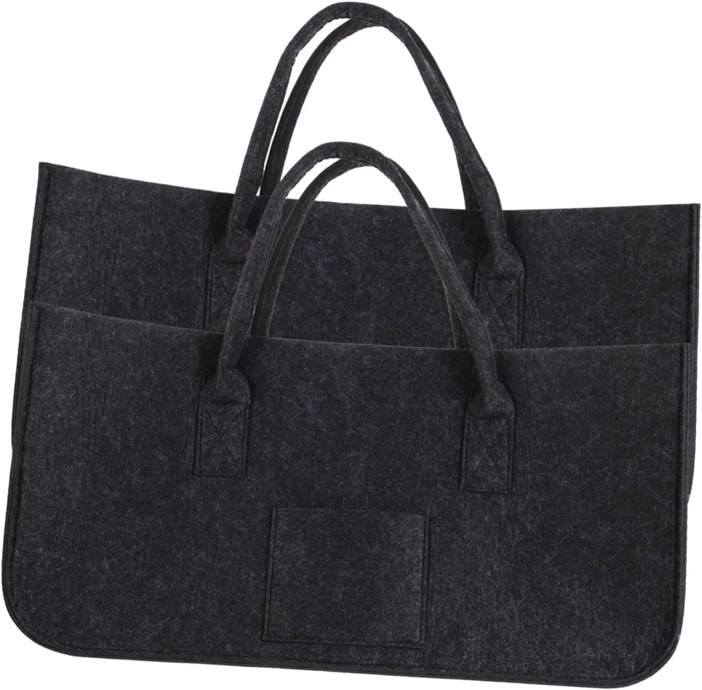 NOLITOY 2pcs Felt Storage Bag with Pocket Stylish Handheld Reusable Shopping Tote for Food and Fruit for Home and Daily Use