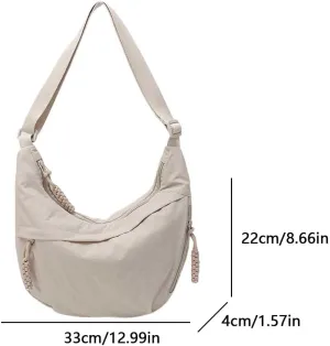Nylon Crescent Crossbody Bag for Women - Slouchy Dumpling Shoulder Purse, Spacious Sling Hobo Bag for Travel & Casual Outfits