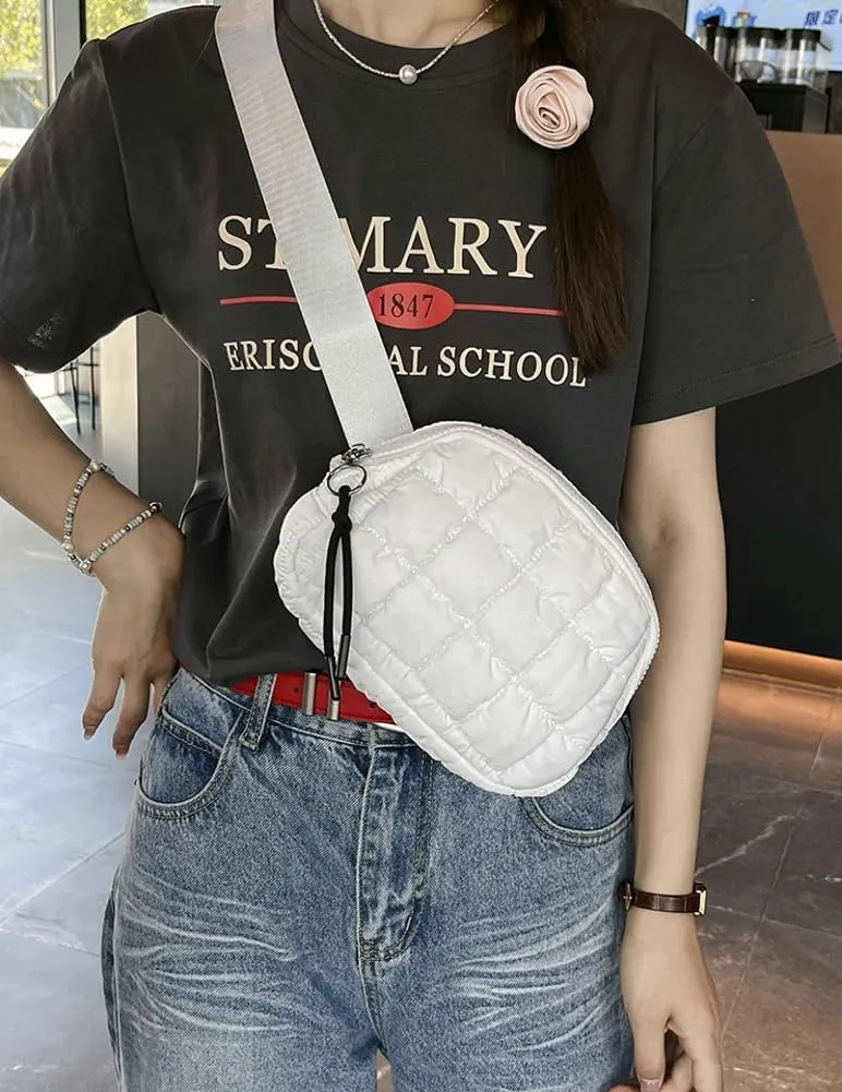 Nylon Crossbody Bag for Women Men Quilted Puffer Shoulder Bags Purse Fashion Small Waist Pack Puffy Hobo bags