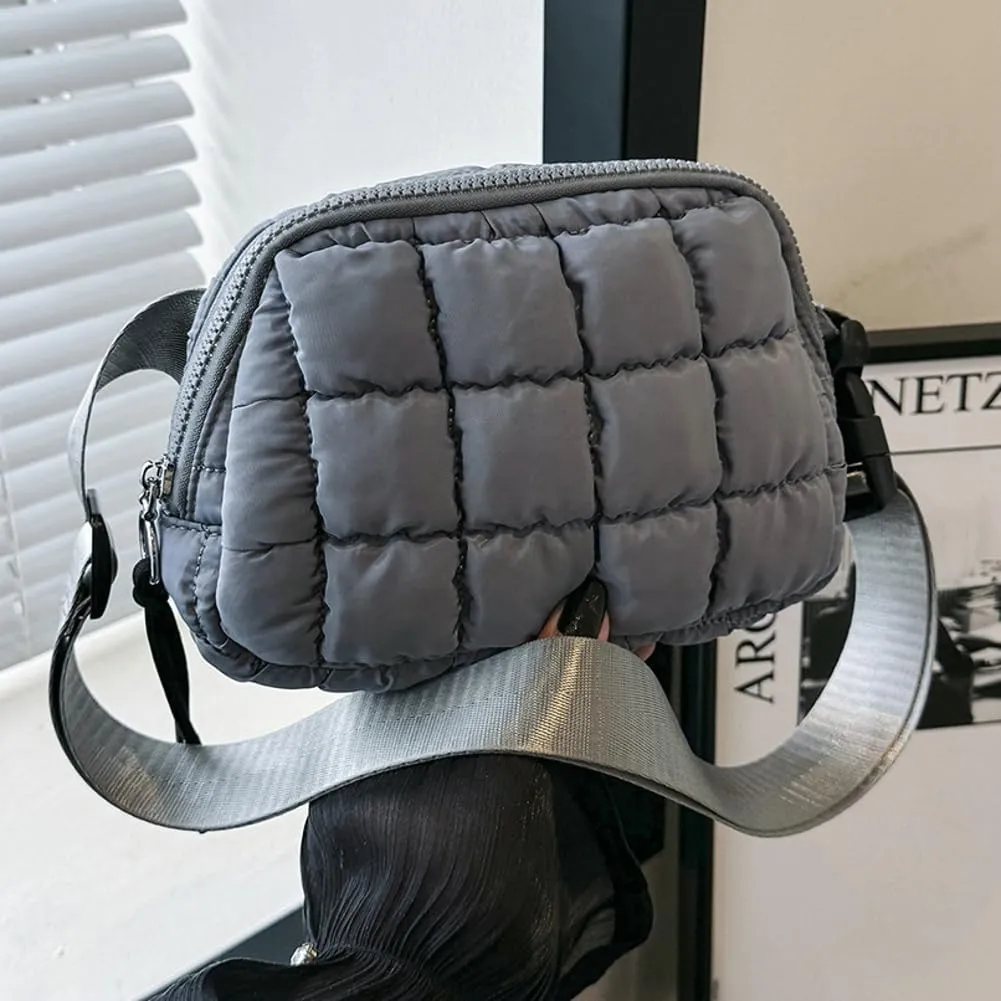 Nylon Crossbody Bag for Women Men Quilted Puffer Shoulder Bags Purse Fashion Small Waist Pack Puffy Hobo bags