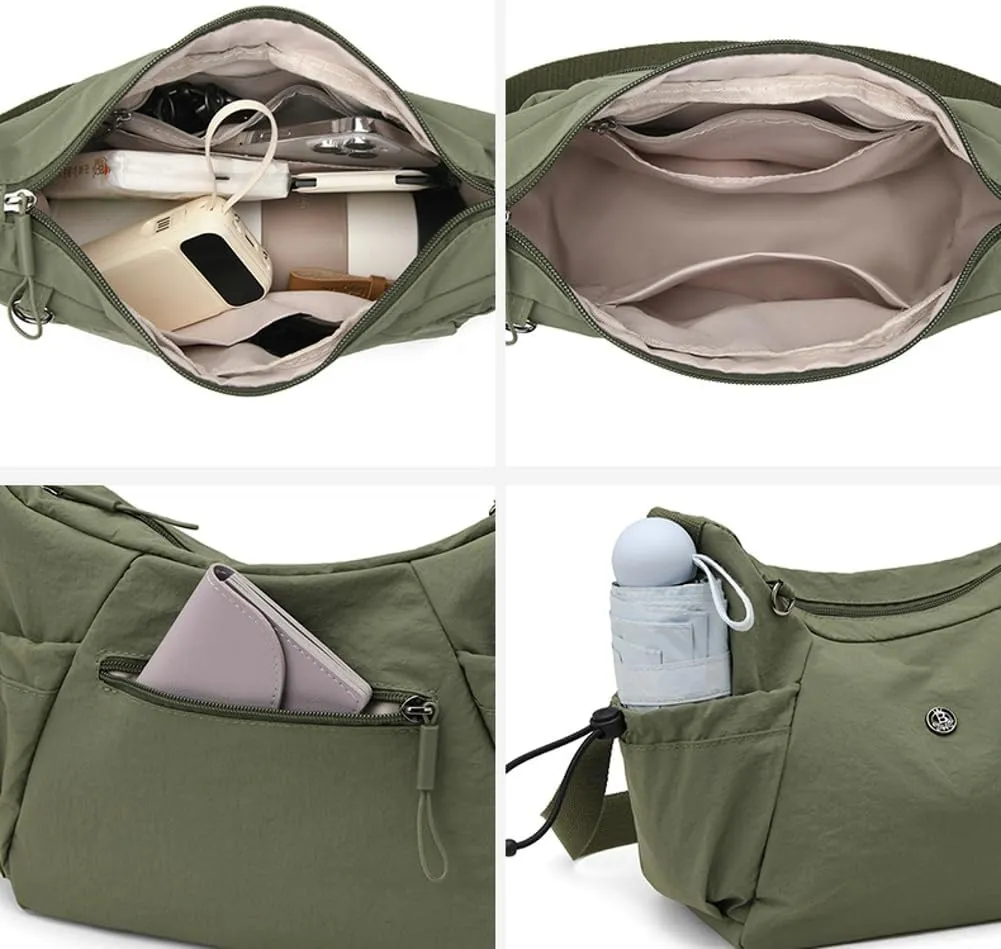 Nylon Hobo Crossbody Bags Lightweight Shoulder Bag for Women Waterproof Luna Bag Lightweight with Adjustable Strap