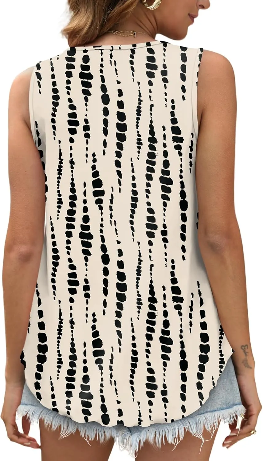 OFEEFAN Womens Tank Tops Sleeveless Eyelet Embroidery Scoop Neck Loose Fit Casual Summer Flowy