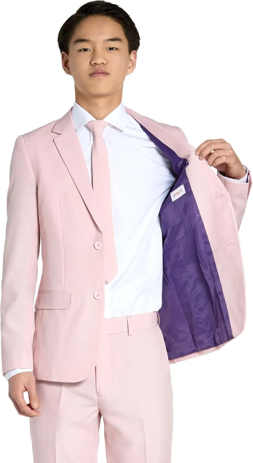 Opposuits Teen Boys Solid Color Party Suit - Prom and Wedding Party Outfit - Including Blazer, Pants and Tie