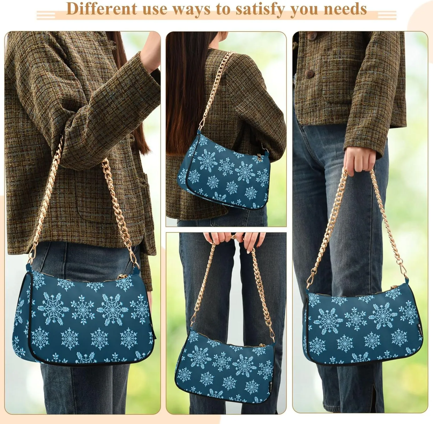 Orange Gray Chrysanthemum Cute Purse Hobo Party Purses Women's Shoulder Handbags over the Shoulder Purse