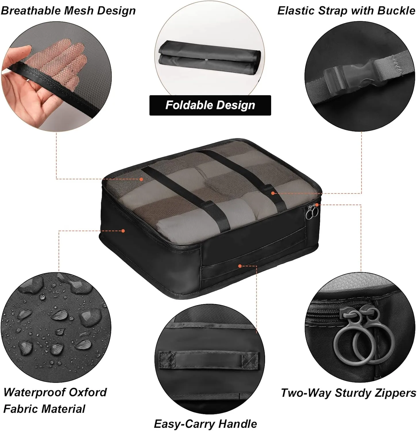 Packing Cubes 7 Set Travel Cubes for Suitcases Lightweight Luggage Packing Orginzers