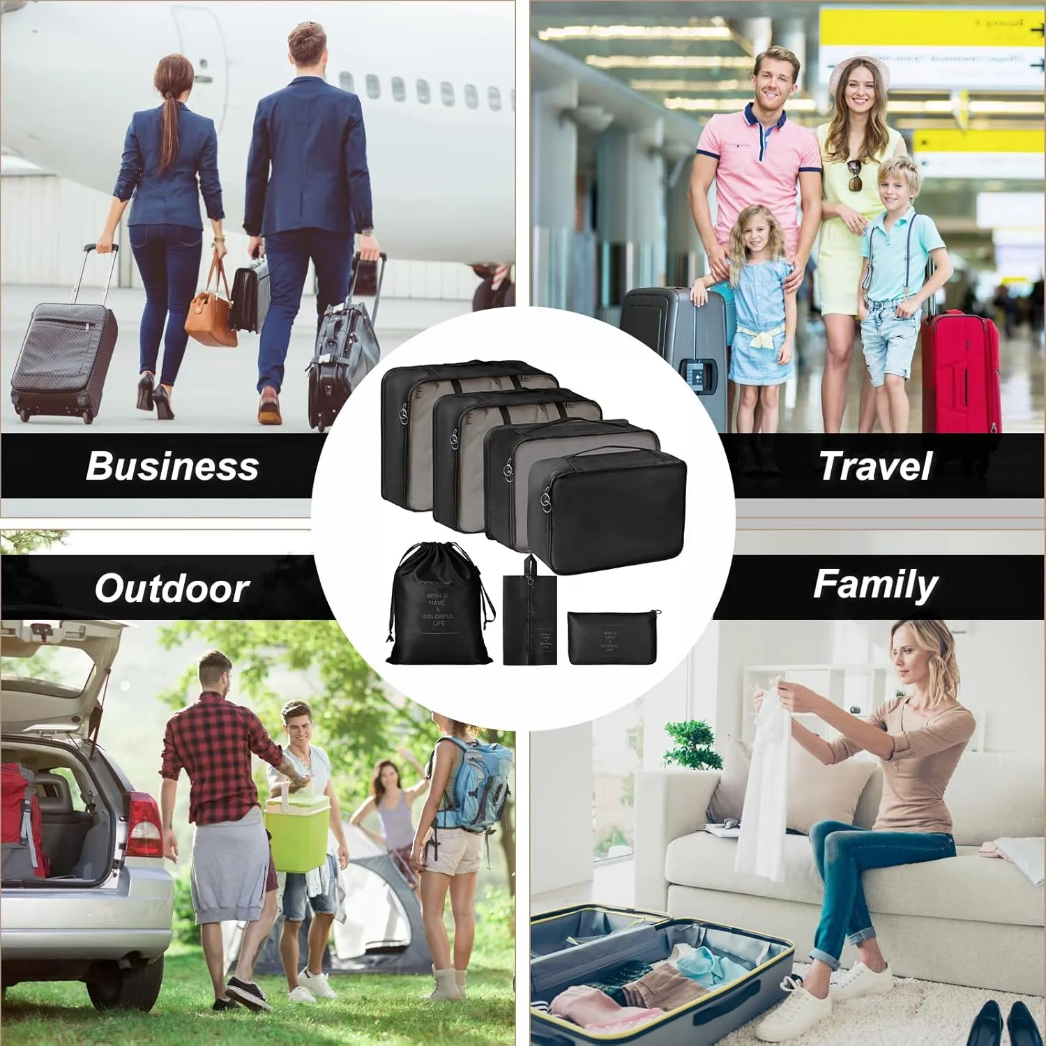 Packing Cubes 7 Set Travel Cubes for Suitcases Lightweight Luggage Packing Orginzers