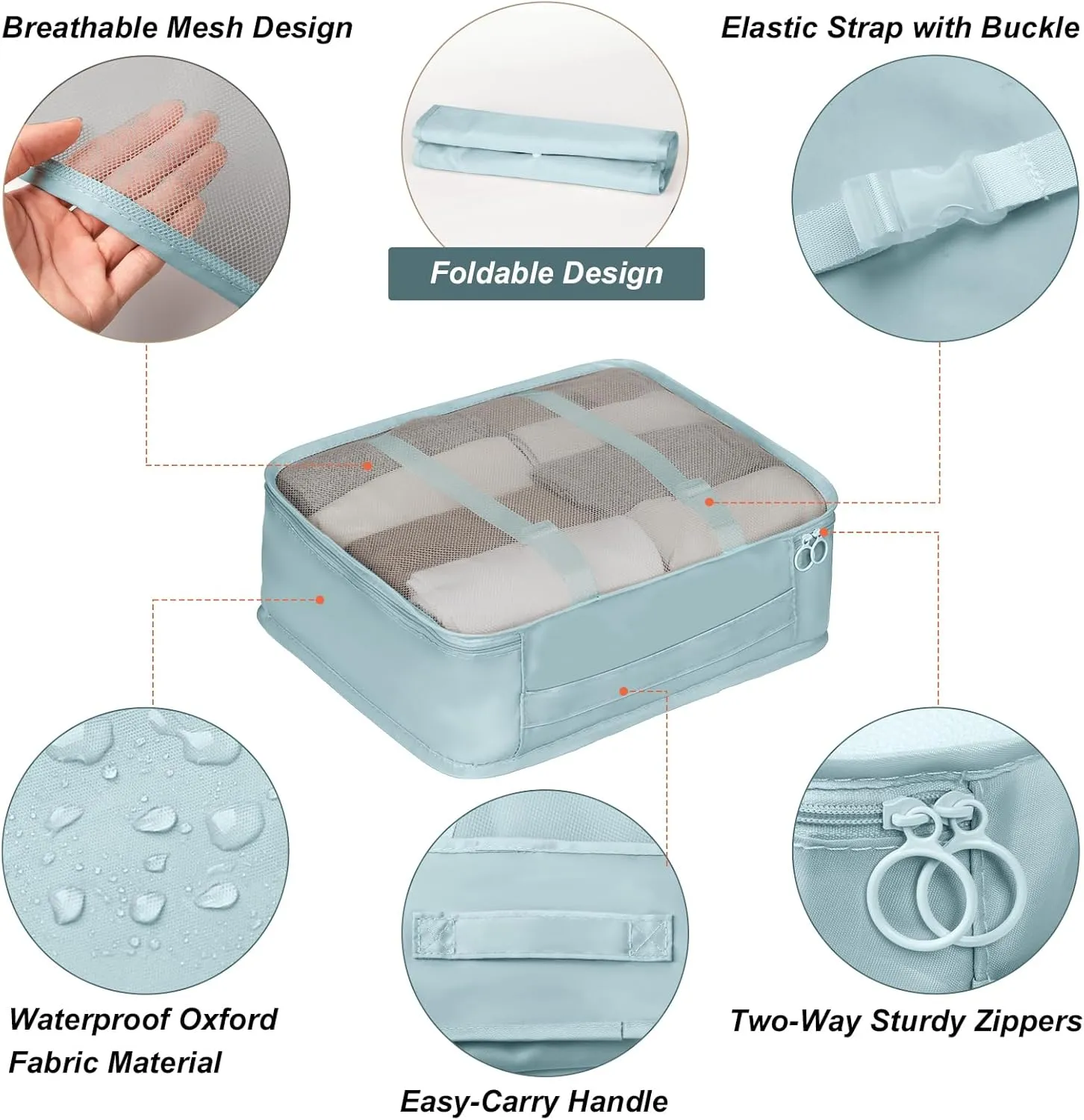 Packing Cubes 7 Set Travel Cubes for Suitcases Lightweight Luggage Packing Orginzers