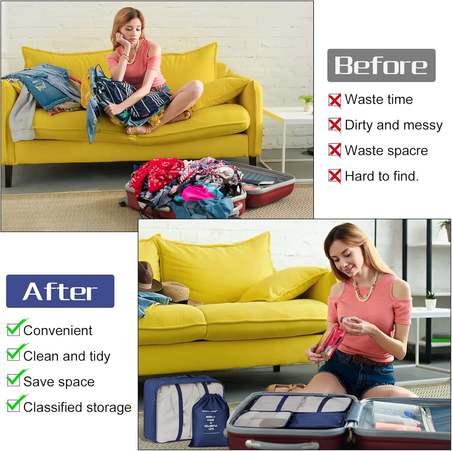 Packing Cubes 7 Set Travel Cubes for Suitcases Lightweight Luggage Packing Orginzers