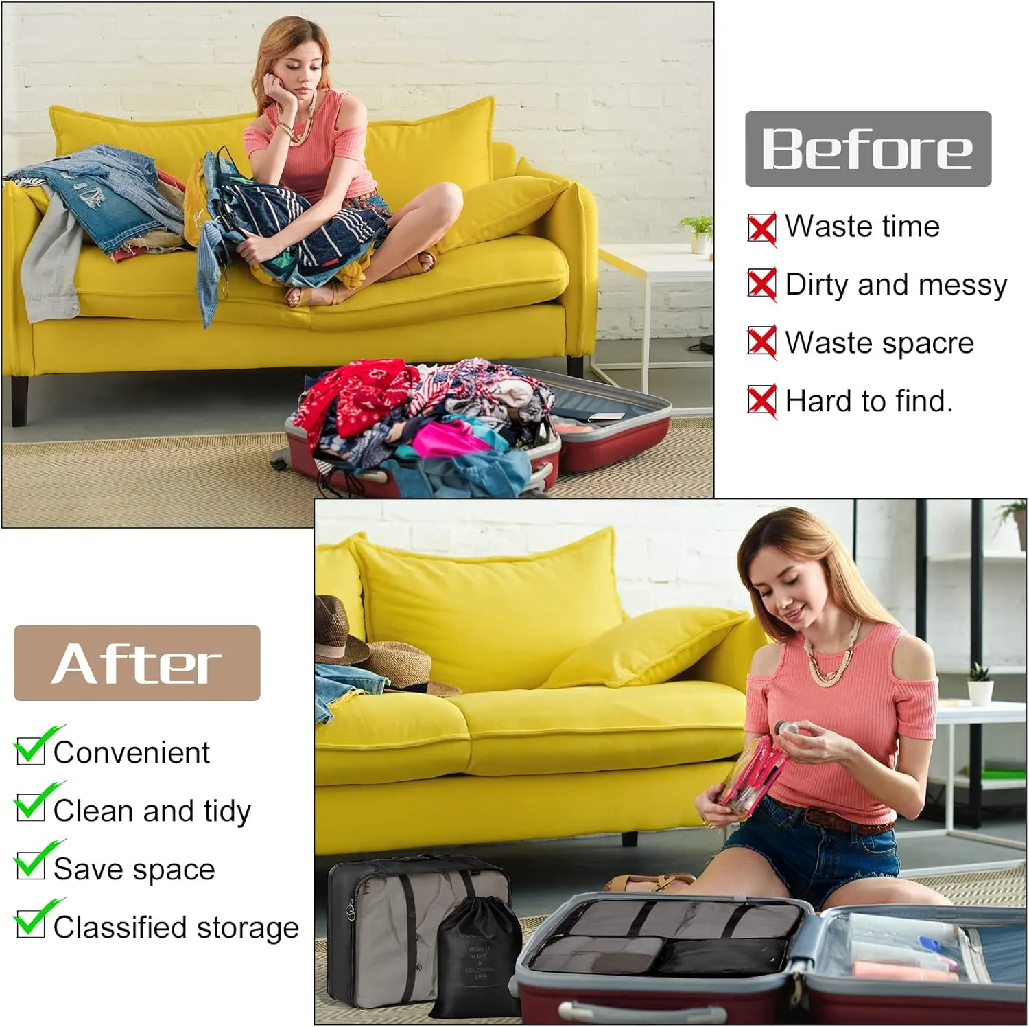 Packing Cubes 7 Set Travel Cubes for Suitcases Lightweight Luggage Packing Orginzers