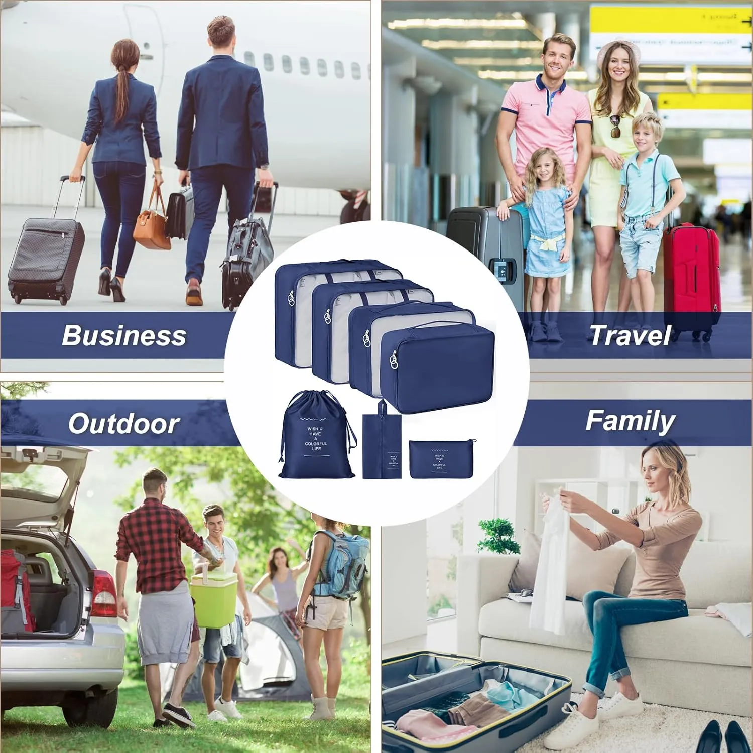 Packing Cubes 7 Set Travel Cubes for Suitcases Lightweight Luggage Packing Orginzers
