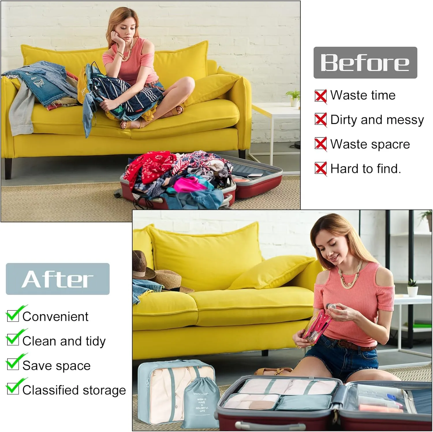 Packing Cubes 7 Set Travel Cubes for Suitcases Lightweight Luggage Packing Orginzers