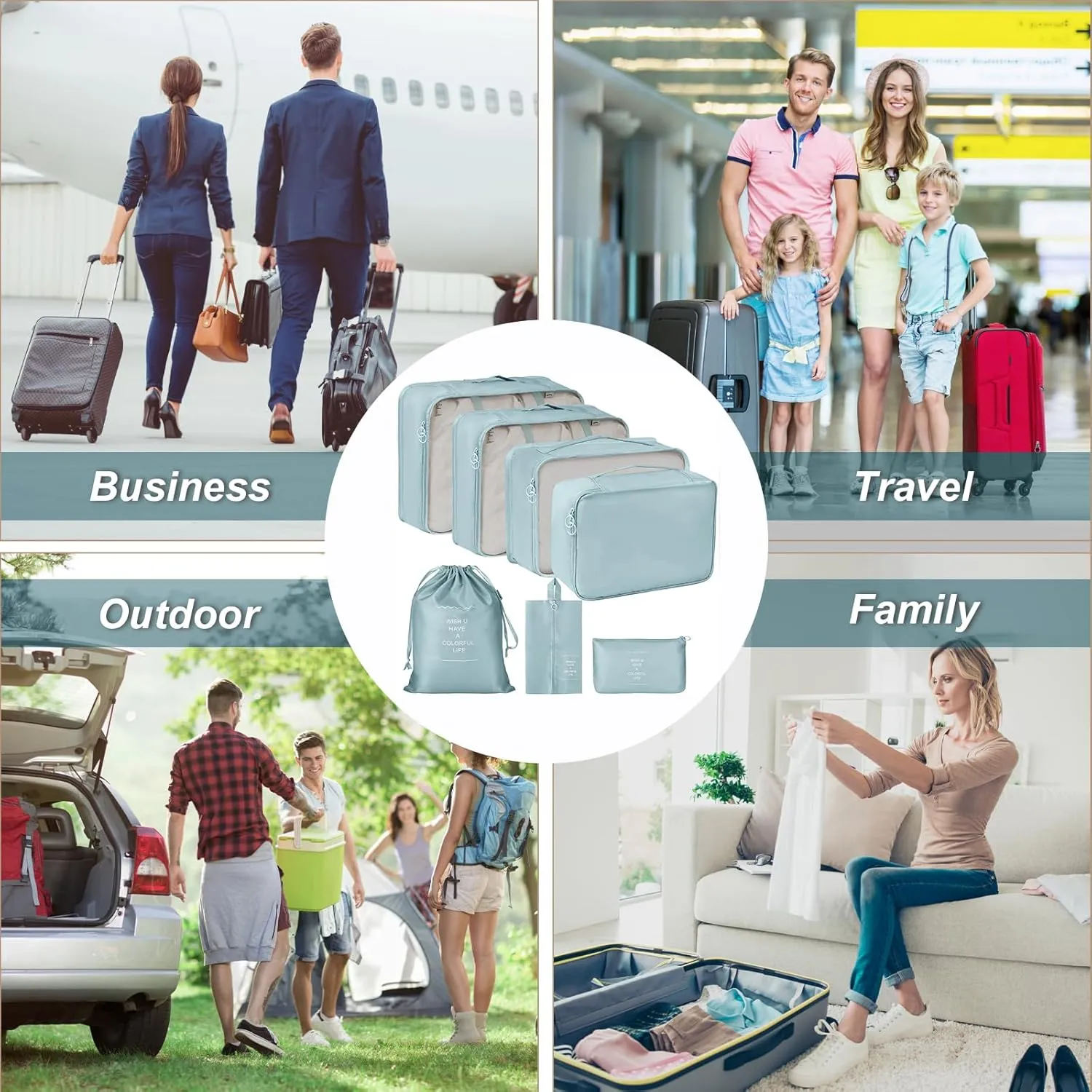 Packing Cubes 7 Set Travel Cubes for Suitcases Lightweight Luggage Packing Orginzers