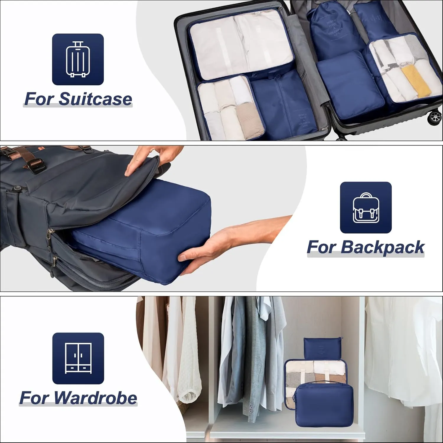Packing Cubes 7 Set Travel Cubes for Suitcases Lightweight Luggage Packing Orginzers