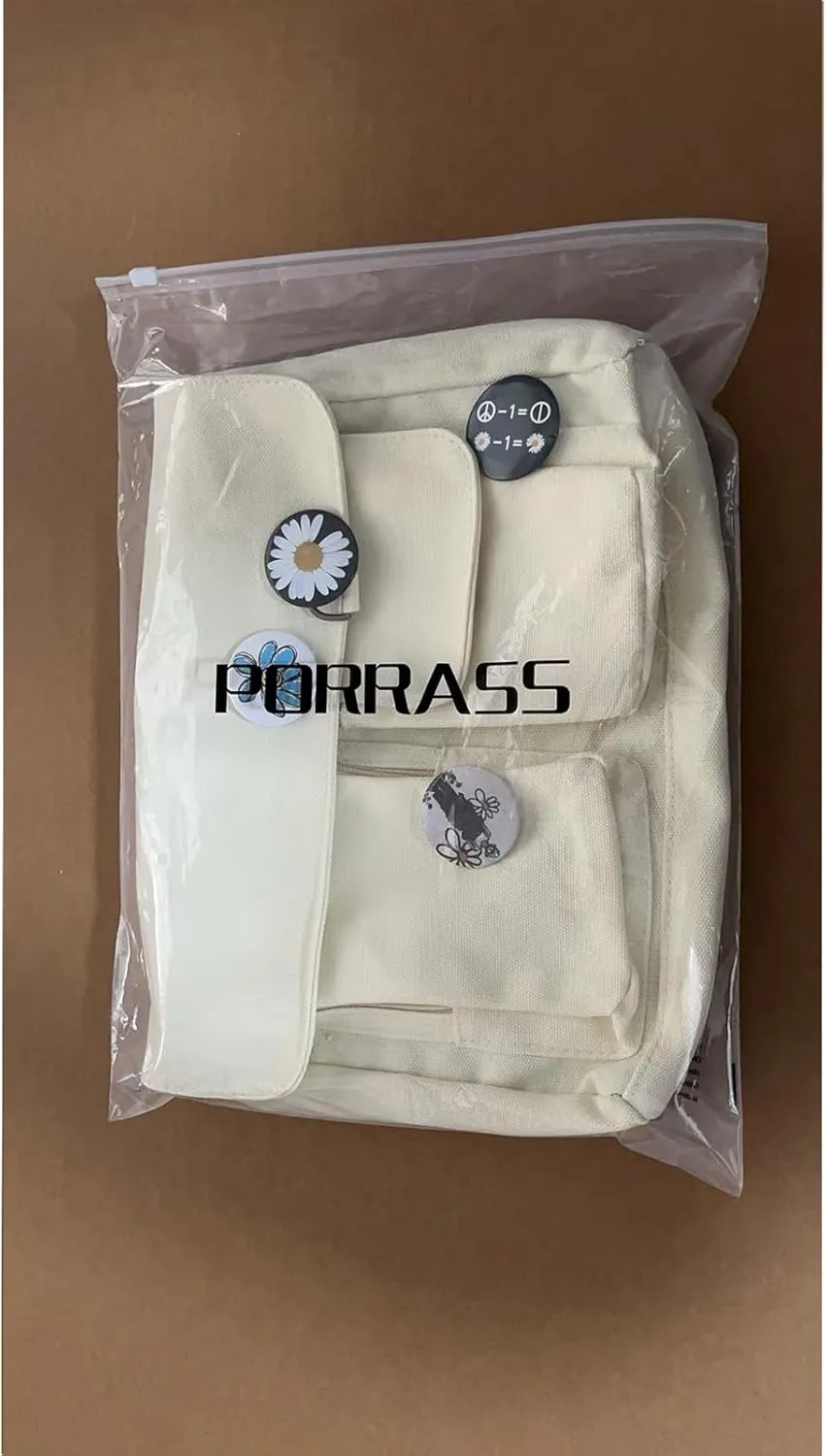 PORRASSO Casual Crossbody Bag Women Canvas Shoulder Bag Satchel Ladies Messenger Bag for Work Travel Daily Use White