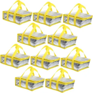 PRETYZOOM 10Pcs Insulated Pizza Bags Reusable Thermal Bags for Hot Cold Food Spacious Design for Easy Transport for Takeout Bulk Orders Insulated Shipping