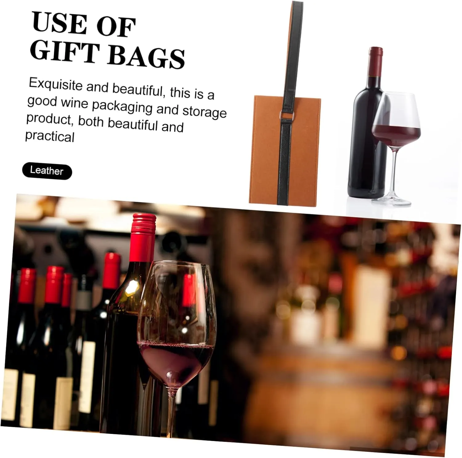 PRETYZOOM Felt Wine Bottle Carrier Bag Stylish Single Serving Wine Tote with Handle Shopping Bag for Parties Special Occasions